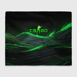 Плед флисовый CSGO neon green logo, цвет: 3D-велсофт