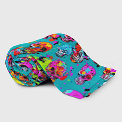Плед флисовый Паттерн из ярких черепов - поп-арт - мода, цвет: 3D-велсофт — фото 2