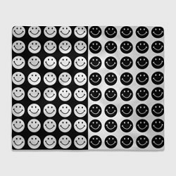 Плед флисовый Smiley black and white, цвет: 3D-велсофт