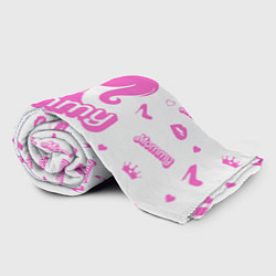 Плед флисовый Мамочка - силуэт барби: паттерн розовый на белом ф, цвет: 3D-велсофт — фото 2