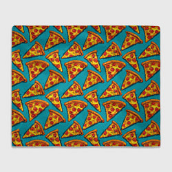 Плед Кусочки пиццы на синем фоне