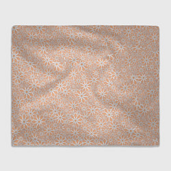 Плед флисовый Цветочный паттерн оттенок миндального крема, цвет: 3D-велсофт