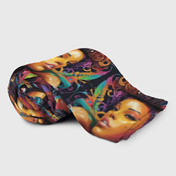 Плед флисовый Красивая киберпанк девушка и яркие краски в стиле, цвет: 3D-велсофт — фото 2