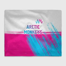 Плед флисовый Arctic Monkeys neon gradient style: символ сверху, цвет: 3D-велсофт