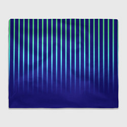 Плед флисовый Полосатый сине-зелёный градиент, цвет: 3D-велсофт