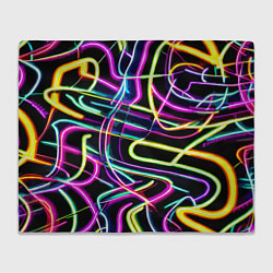 Плед флисовый Неоновая абстракция - нейросеть, цвет: 3D-велсофт