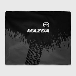 Плед Mazda speed на темном фоне со следами шин: символ