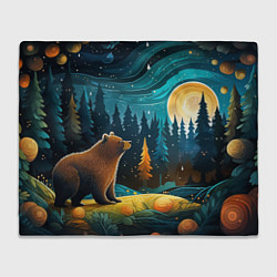 Плед флисовый Хозяин тайги: медведь в лесу, цвет: 3D-велсофт
