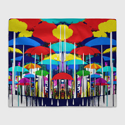 Плед флисовый Mirror pattern of umbrellas - pop art, цвет: 3D-велсофт