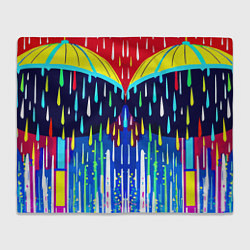Плед флисовый Два зонтика под дождём - нейросеть, цвет: 3D-велсофт