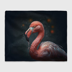 Плед флисовый Фламинго с каплями воды, цвет: 3D-велсофт