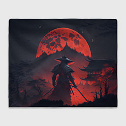 Плед Samurai and red moon - нейросеть