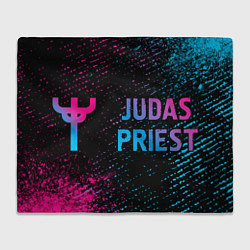 Плед флисовый Judas Priest - neon gradient по-горизонтали, цвет: 3D-велсофт