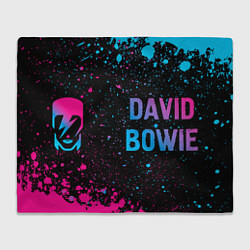 Плед флисовый David Bowie - neon gradient по-горизонтали, цвет: 3D-велсофт