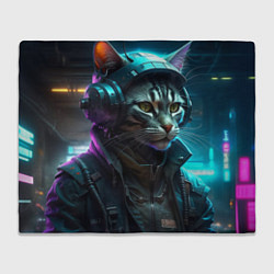 Плед Кот киберпанк от ai
