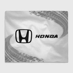 Плед флисовый Honda speed на светлом фоне со следами шин по-гори, цвет: 3D-велсофт