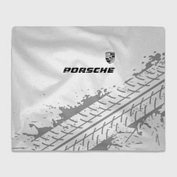 Плед флисовый Porsche speed на светлом фоне со следами шин посер, цвет: 3D-велсофт