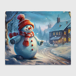 Плед флисовый Снеговик новогодний, цвет: 3D-велсофт