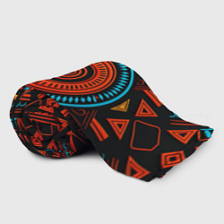 Плед флисовый Орнамент в африканском стиле на тёмном фоне, цвет: 3D-велсофт — фото 2