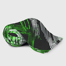 Плед флисовый Киберпанк линии белые и зелёные, цвет: 3D-велсофт — фото 2