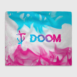 Плед флисовый Doom neon gradient style по-горизонтали, цвет: 3D-велсофт