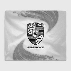 Плед Porsche speed на светлом фоне со следами шин
