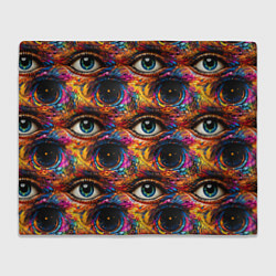 Плед флисовый Глаза рисунок паттерн, цвет: 3D-велсофт