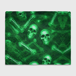 Плед флисовый Зелёные черепа и кости, цвет: 3D-велсофт