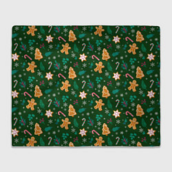 Плед New year pattern with green background