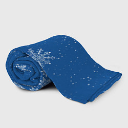 Плед флисовый Текстура снежинок на синем фоне, цвет: 3D-велсофт — фото 2