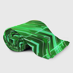 Плед флисовый Зелёные неон полосы киберпанк, цвет: 3D-велсофт — фото 2