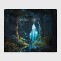 Плед флисовый Призрак в лесу у воды, цвет: 3D-велсофт