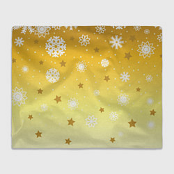Плед Снежинки и звезды на желтом