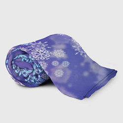 Плед флисовый Крупные снежинки на фиолетовом, цвет: 3D-велсофт — фото 2