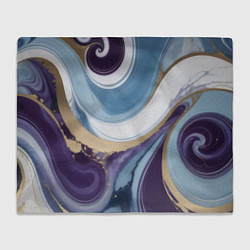 Плед флисовый Абстрактный волнистый узор фиолетовый с голубым, цвет: 3D-велсофт