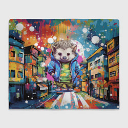 Плед флисовый Городской ёжик, цвет: 3D-велсофт