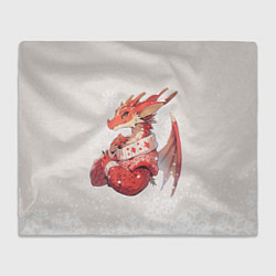 Плед флисовый Красный дракон в свитере, цвет: 3D-велсофт