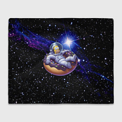 Плед флисовый Космонавт Гомер Симпсон на пончике - нейросеть, цвет: 3D-велсофт