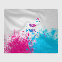 Плед флисовый Linkin Park neon gradient style посередине, цвет: 3D-велсофт