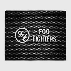 Плед флисовый Foo Fighters glitch на темном фоне по-горизонтали, цвет: 3D-велсофт