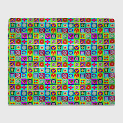 Плед флисовый Сердца и квадраты абстракция, цвет: 3D-велсофт