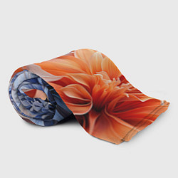 Плед флисовый Голубой и оранжевый цветок, цвет: 3D-велсофт — фото 2
