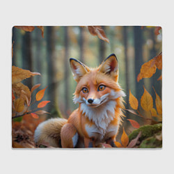 Плед Портрет лисы в осеннем лесу