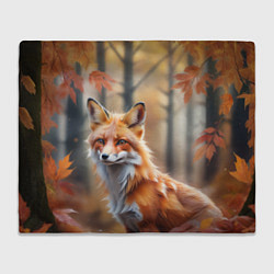 Плед флисовый Рыжая лисица в осеннем лесу, цвет: 3D-велсофт