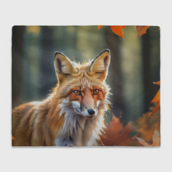 Плед Портрет лисы с осенними листьями
