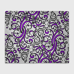 Плед флисовый Фиолетовые кружевные узоры, цвет: 3D-велсофт