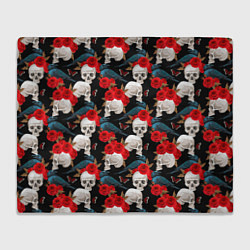 Плед Skull in roses