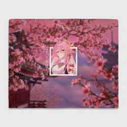 Плед флисовый Яэ Мико жрица, цвет: 3D-велсофт