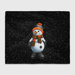 Плед флисовый Снеговик и снежинки, цвет: 3D-велсофт