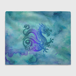 Плед флисовый Бирюзовый дракон узор, цвет: 3D-велсофт